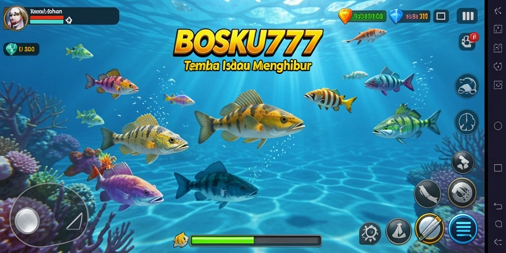 Tampilan gameplay seru dari BOSKU777 saat menembak ikan.