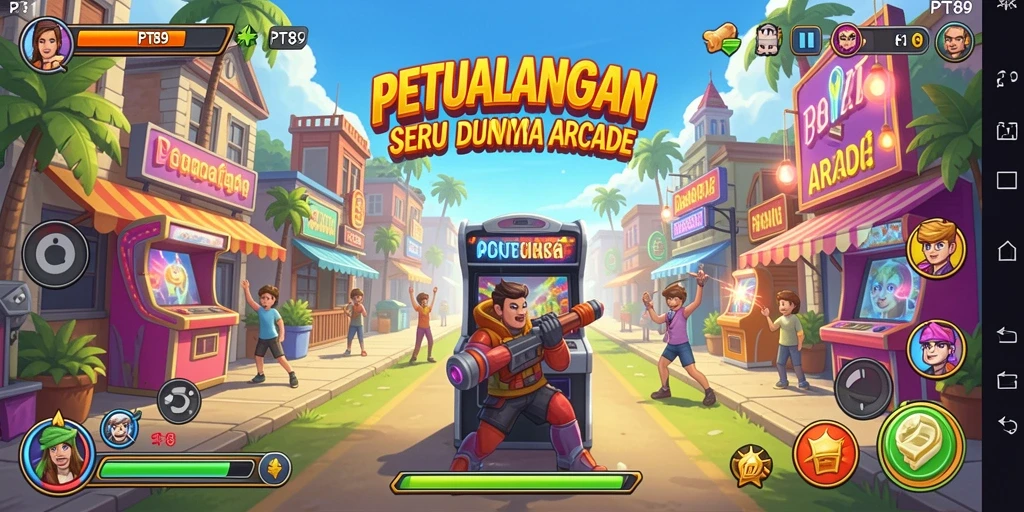 Tangkapan layar gameplay PT89 yang menggambarkan aksi seru di level arcade.